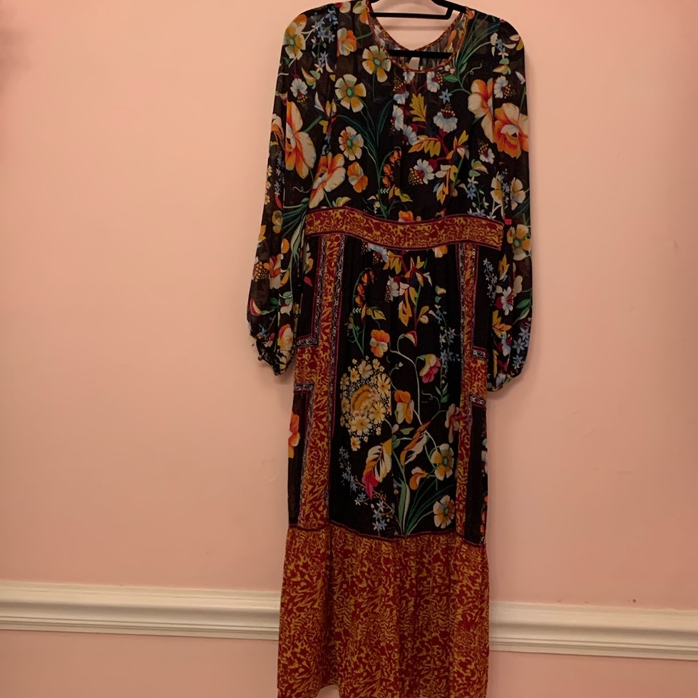 Anthropologie sheer dress with attached slip.